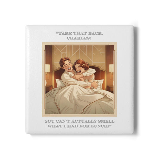Humor Ceramic Coaster - "What I Had for Lunch" - Unique Gift for Unique Drinkers