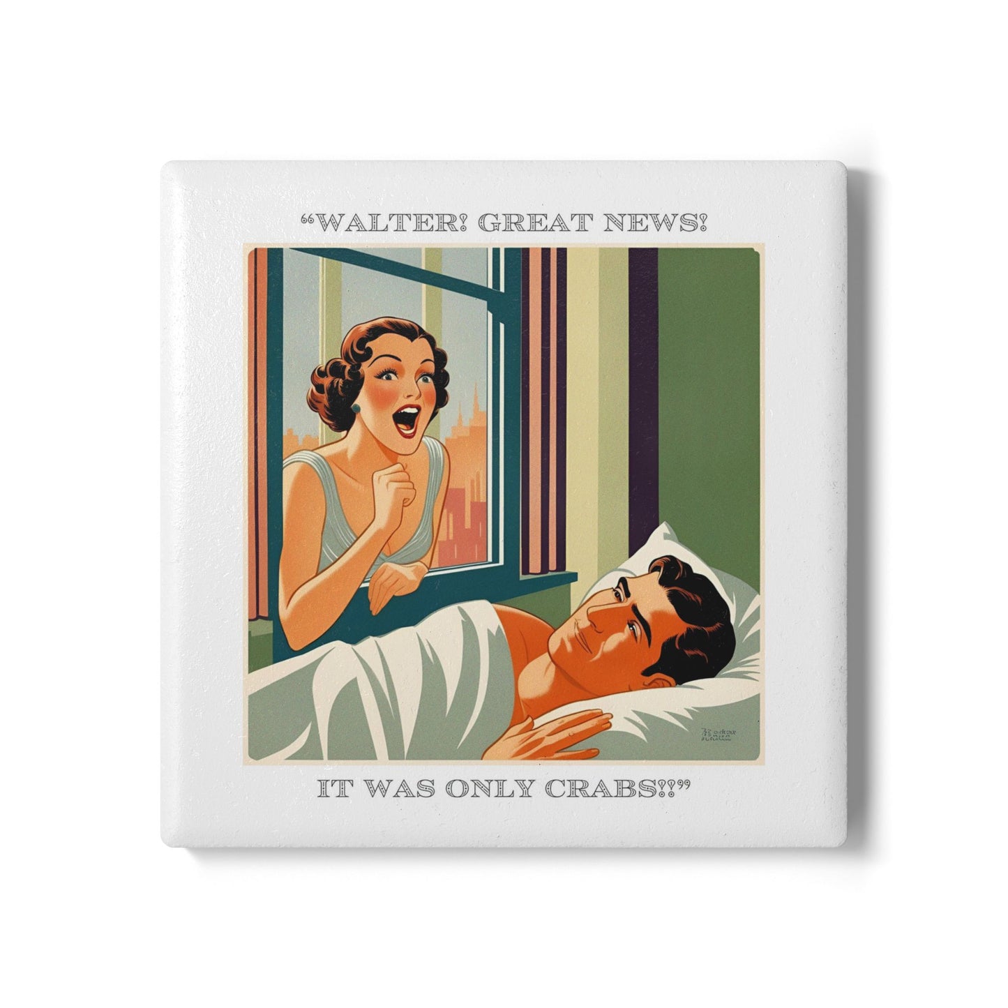 Humor Ceramic Coaster - "Great News" - Unique Gift for Unique Drinkers