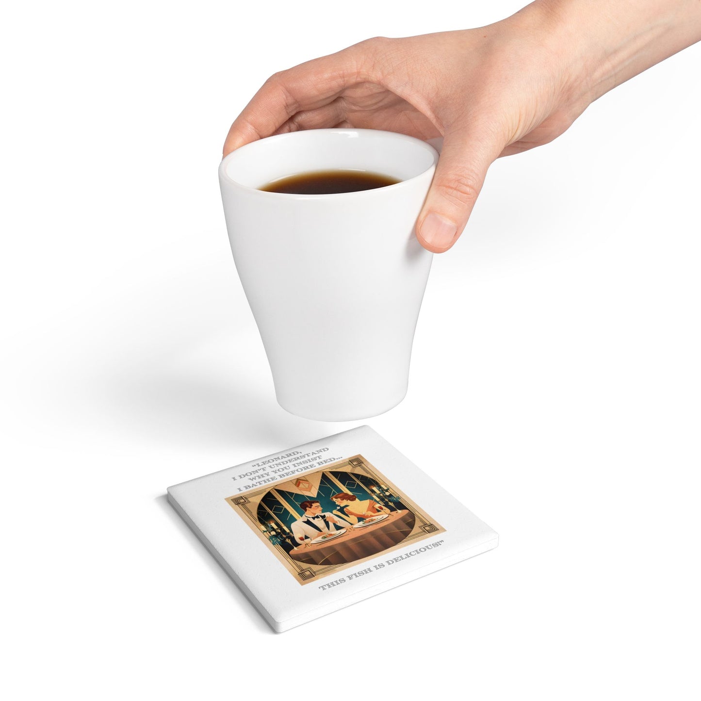 Humor Ceramic Coaster - "Bathe Before Bed" - Unique Gift for Unique Drinkers