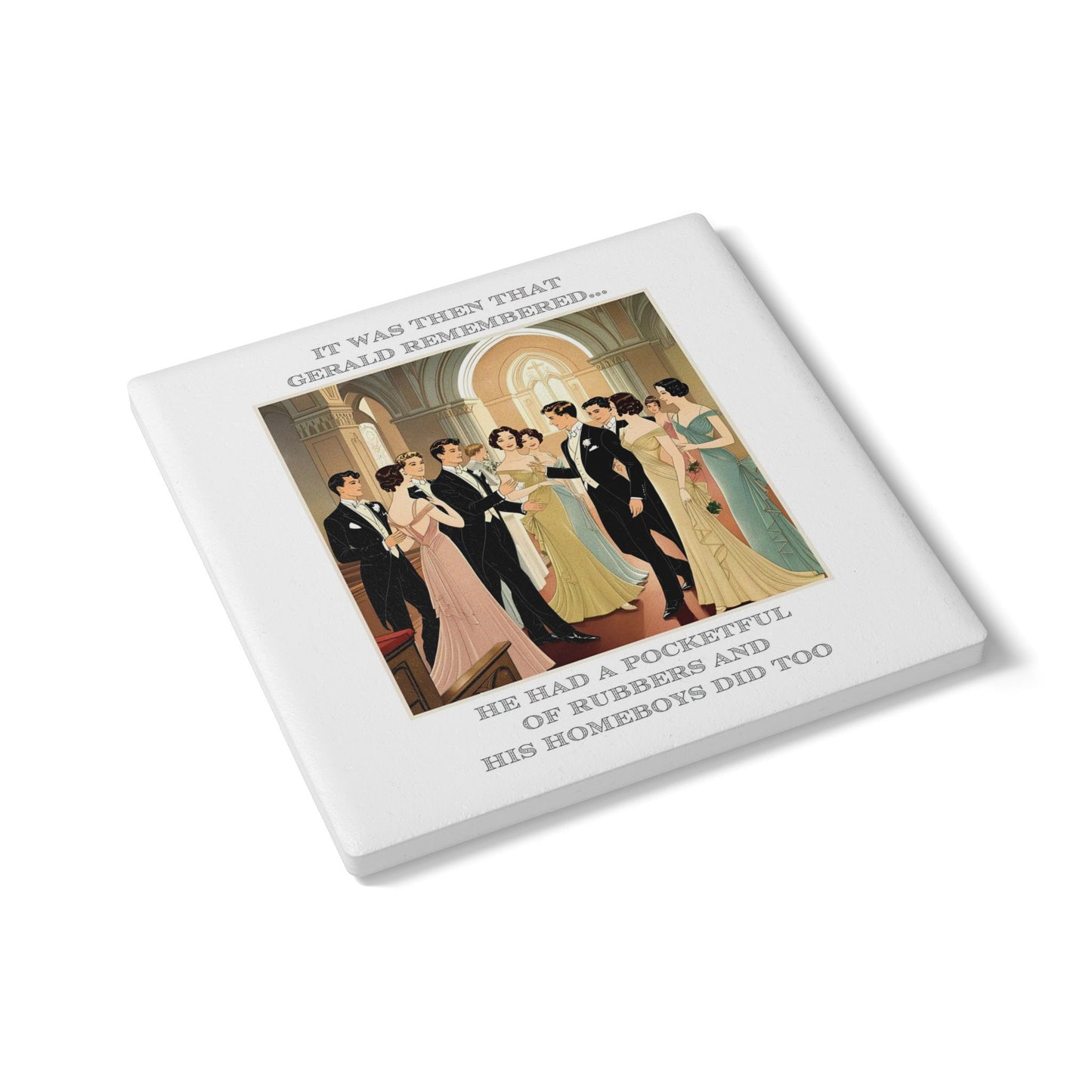 Humor Ceramic Coaster - "Pocketful of Rubbers" - Unique Gift for Unique Drinkers