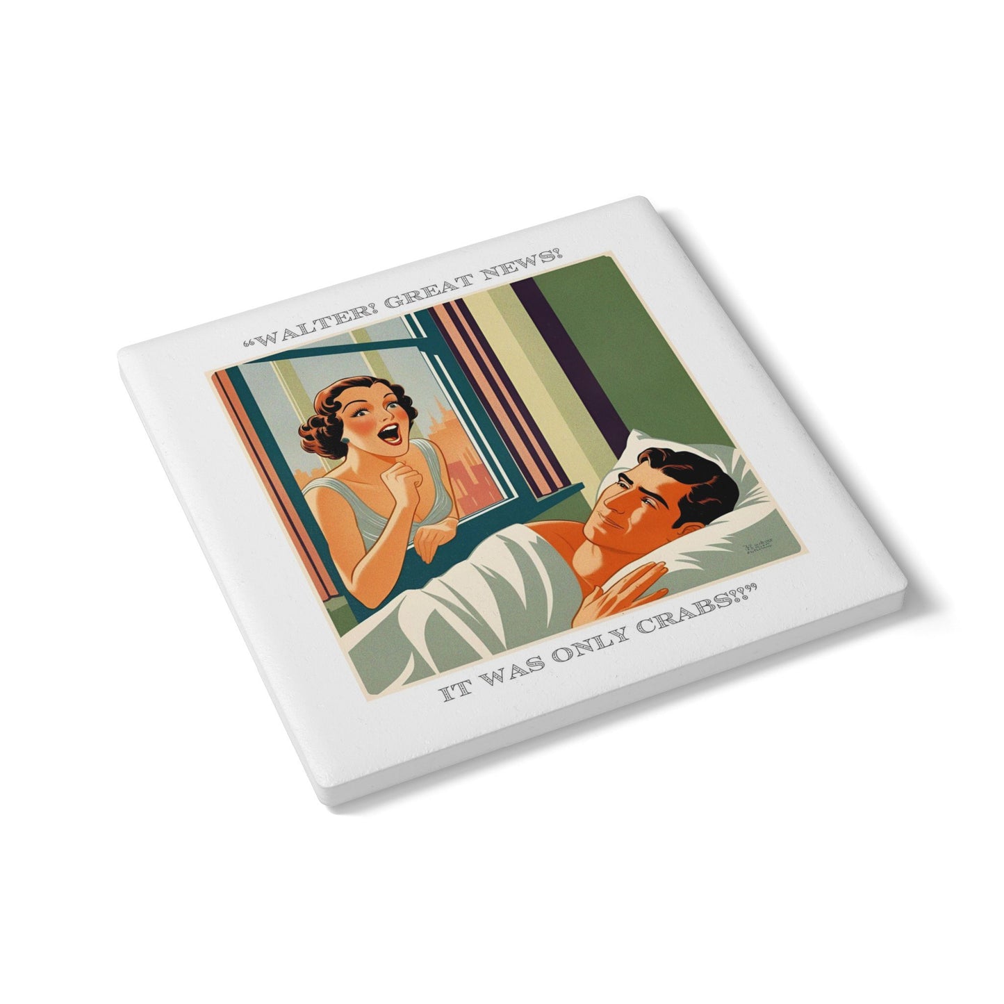 Humor Ceramic Coaster - "Great News" - Unique Gift for Unique Drinkers