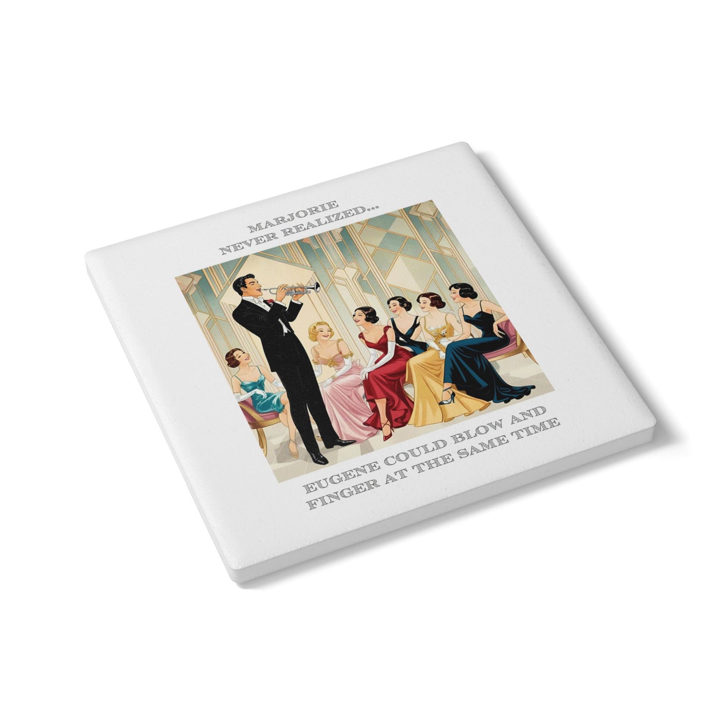 Humor Ceramic Coaster - "At the Same Time" - Unique Gift for Unique Drinkers