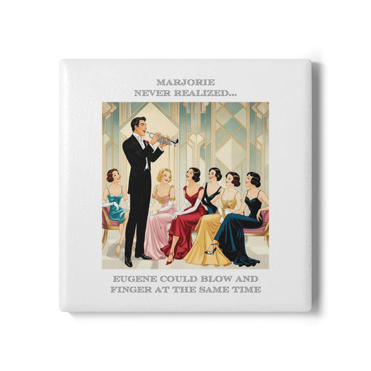 Humor Ceramic Coaster - "At the Same Time" - Unique Gift for Unique Drinkers