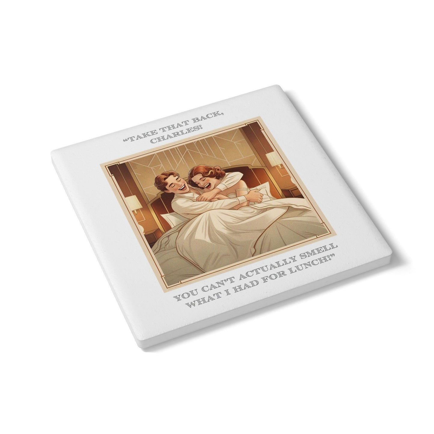 Humor Ceramic Coaster - "What I Had for Lunch" - Unique Gift for Unique Drinkers
