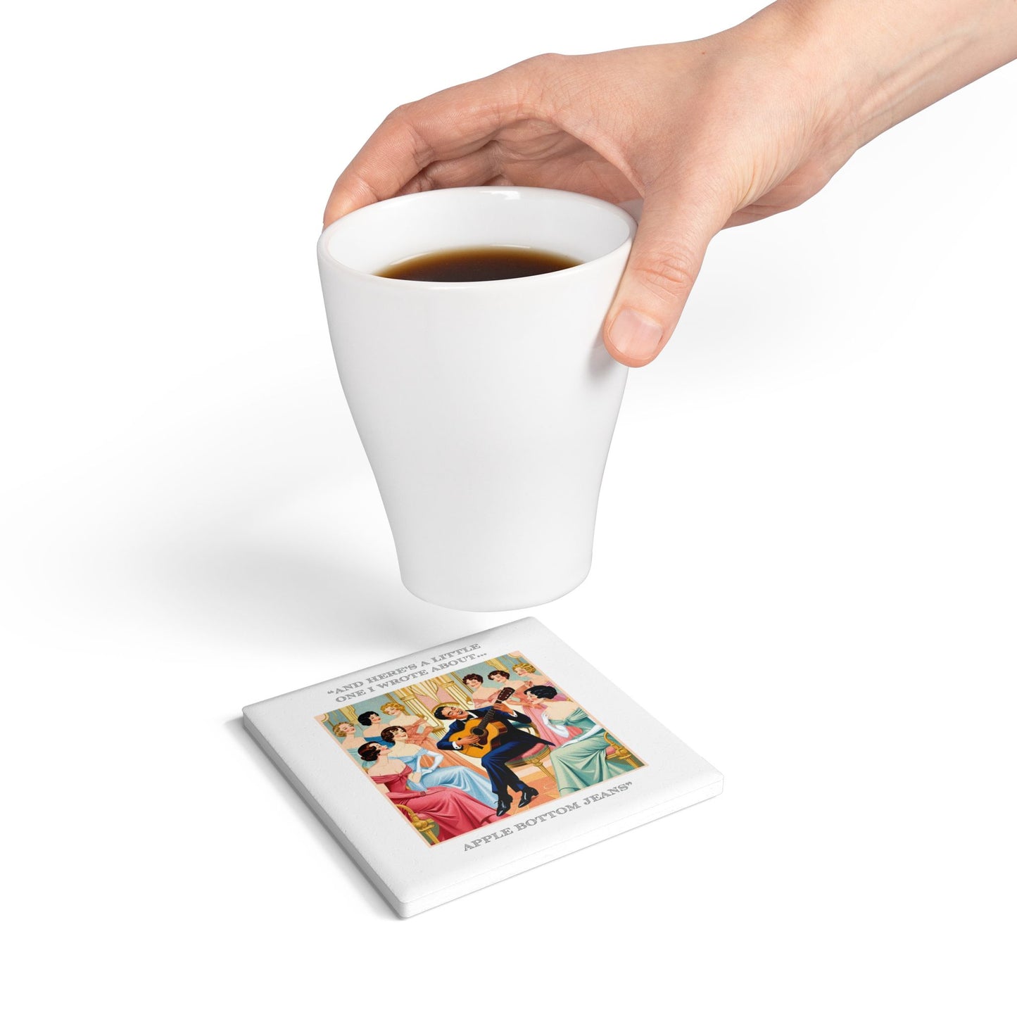 Humor Ceramic Coaster - "Apple Bottom Jeans" - Unique Gift for Unique Drinkers