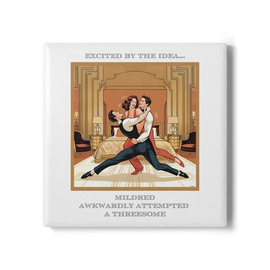 Humor Ceramic Coaster - "Excited By the Idea" - Unique Gift for Unique Drinkers