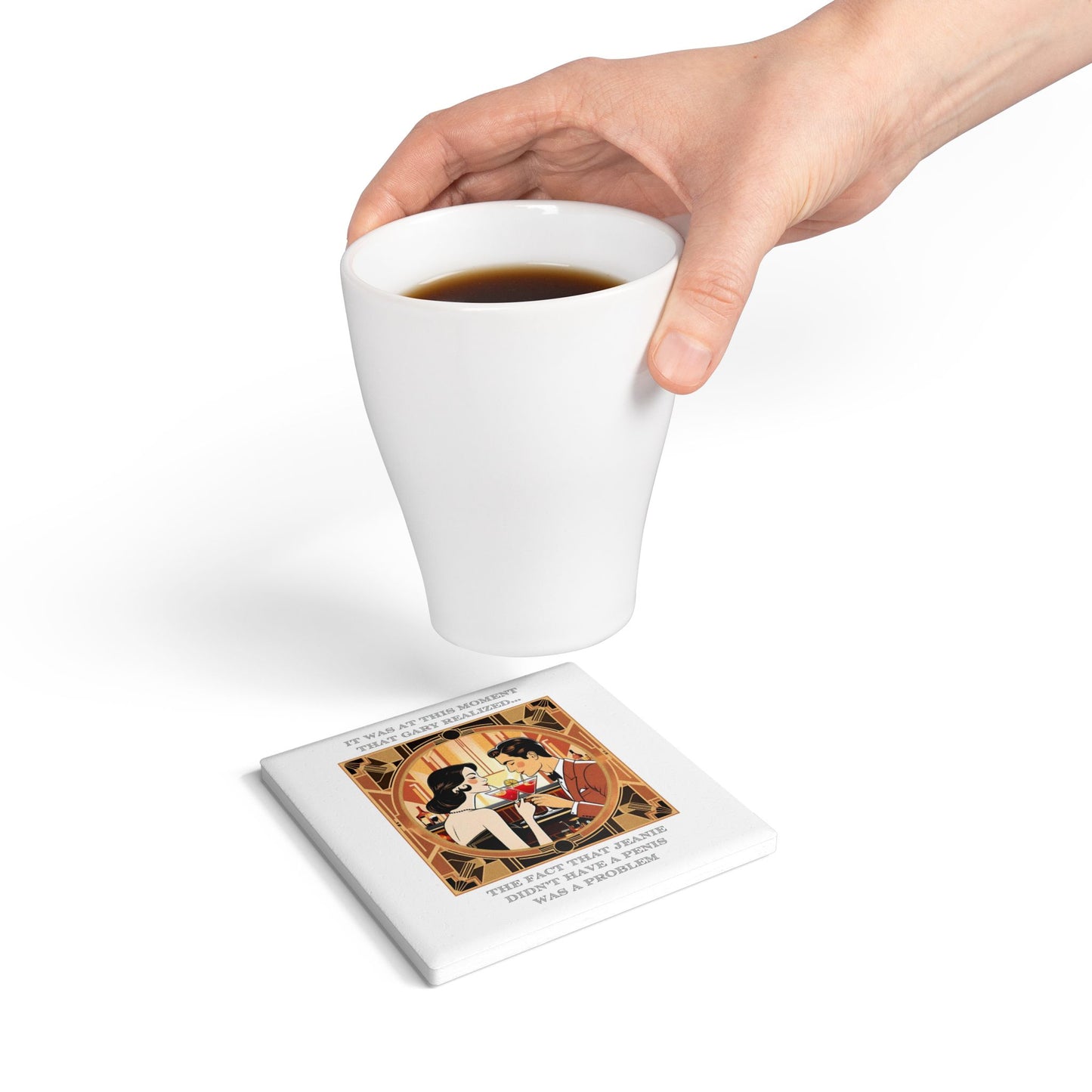 Humor Ceramic Coaster - "Cat's Pajamas" - Unique Gift for Unique Drinkers