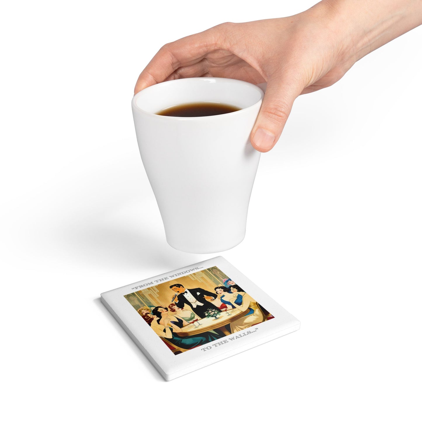 Humor Ceramic Coaster - "The Windows" - Unique Gift for Unique Drinkers