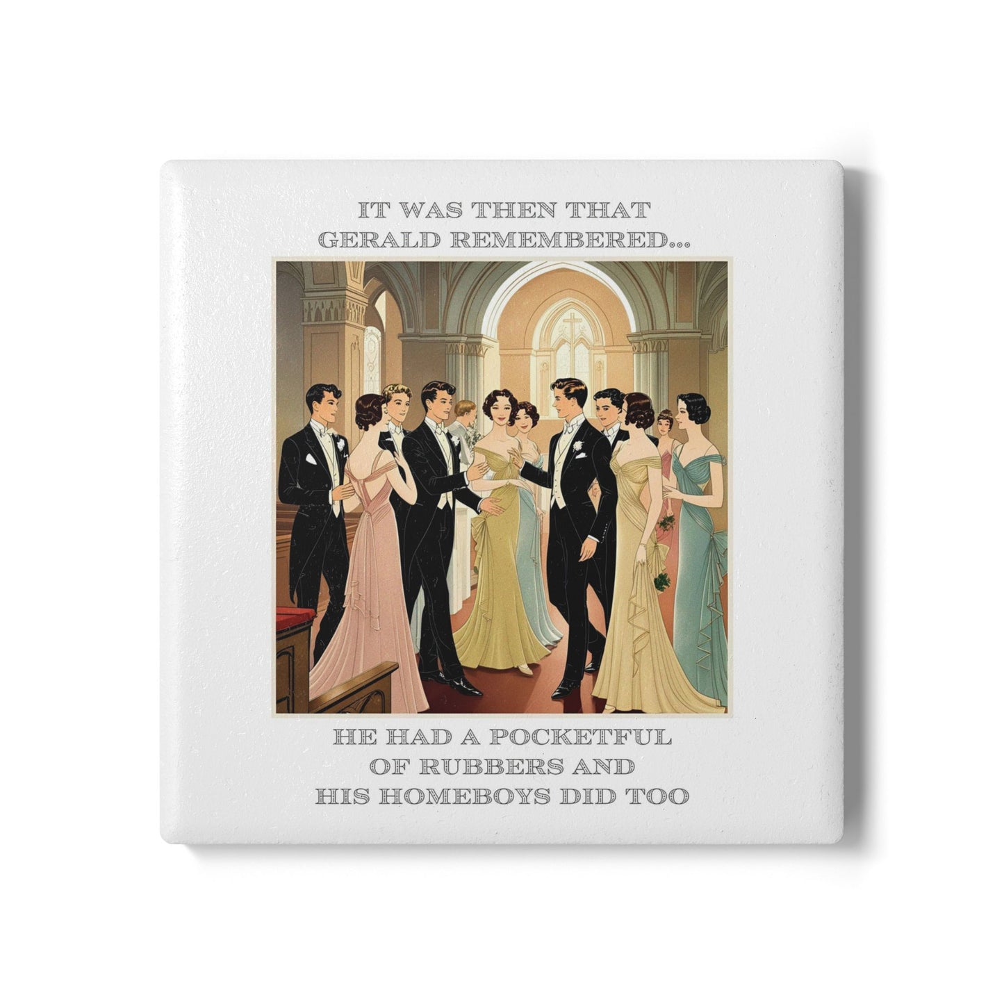 Humor Ceramic Coaster - "Pocketful of Rubbers" - Unique Gift for Unique Drinkers
